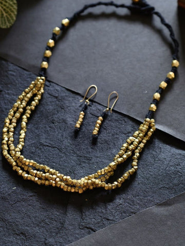 Handmade Brass Beaded Tribal Jewellery Set