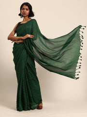 ArtEastri Green Pure Cotton Saree With Blouse Piece