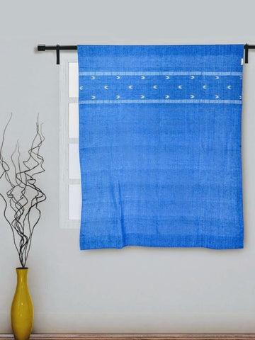 Indigo Blue Jamdani Cotton Curtain- Single Panel