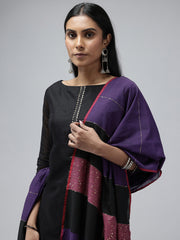 Purple & Magenta Cotton Handloom Sequins Dupatta