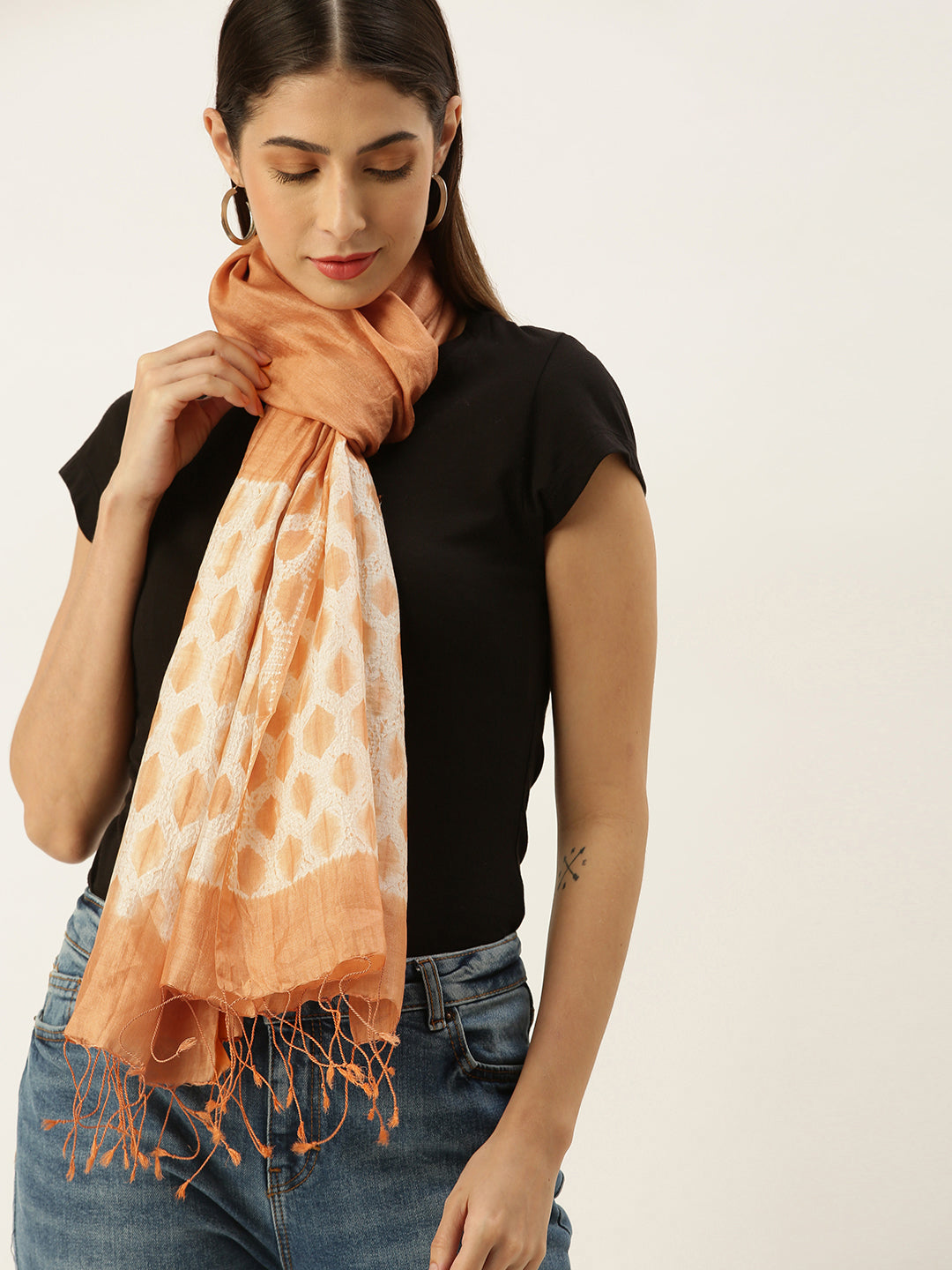 Hand woven Shibori Silk Stole for women