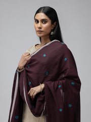 Chocolate Blue Jamdani Cotton Buti Dupatta