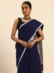 ArtEastri Handloom Blue Ghicha Pallu Kantha Stitch Saree with Blouse piece