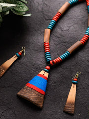 Blue Red Bamboo Tribal Jewellery Set