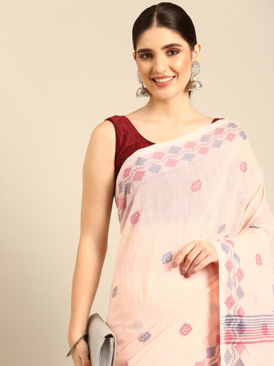 Handloom Jamdani Cotton Saree with Blouse piece