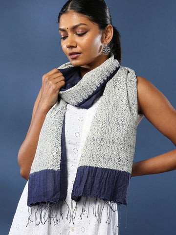 ArtEastri Indigo Hand Woven Pure Silk Shibori Stole