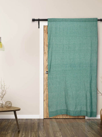 Green Pure Linen Curtain- Single Panel