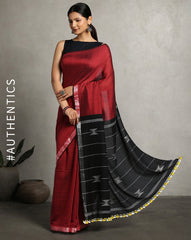 ArtEastri Black Maroon Cotton Handloom Saree