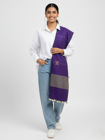 Navy handloom Cotton Jamdani Stole