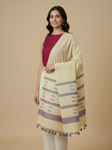 Light Yellow Multi Buti Jamdani Cotton Stole