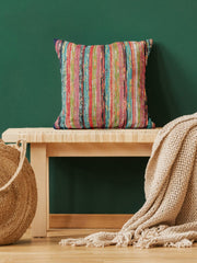 Multicolour Handloom Khesh Cotton Cushion Cover - Pack of 1