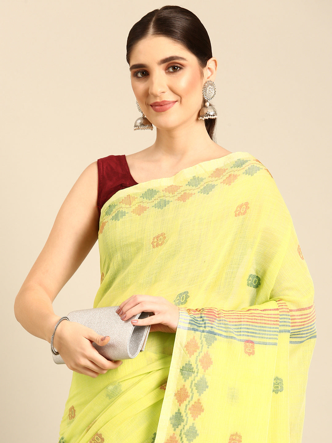 Handloom Jamdani Cotton Saree with Blouse piece