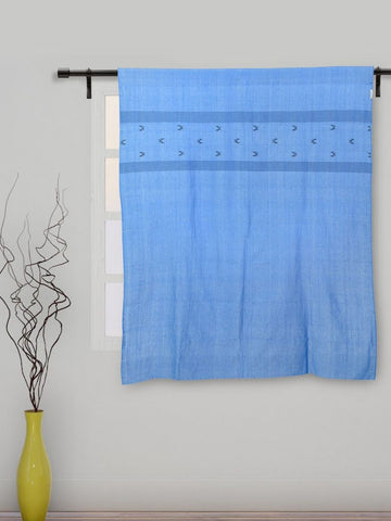 Blue Black Jamdani Cotton Curtain for home- Single Panel