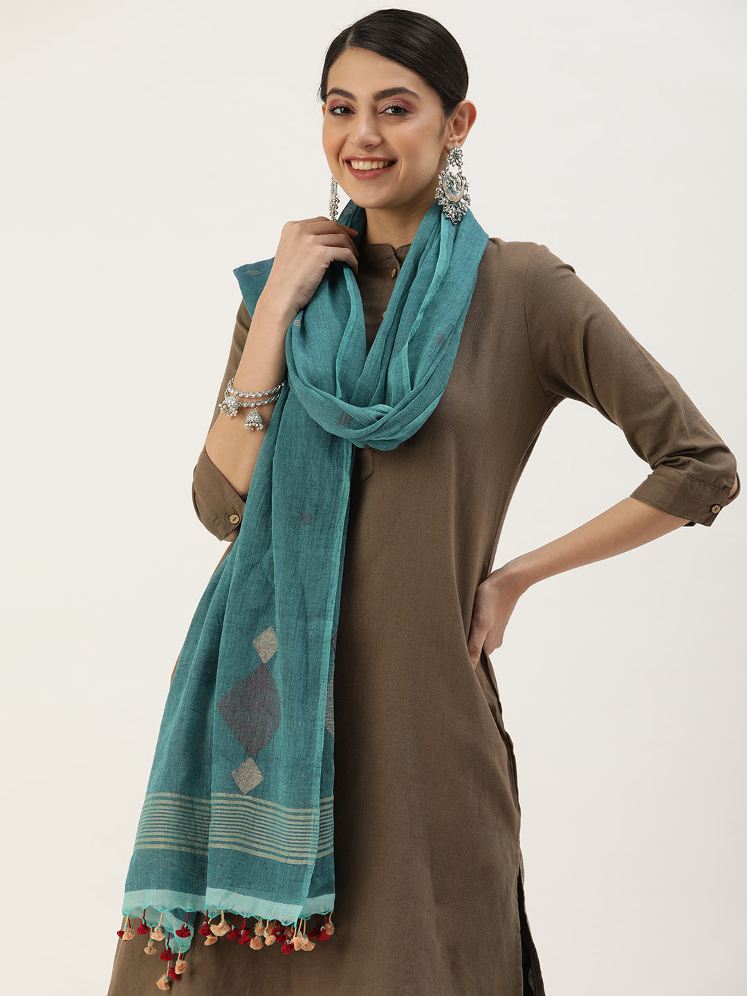 Handcrafted Jamdani Mul Cotton  Dupatta