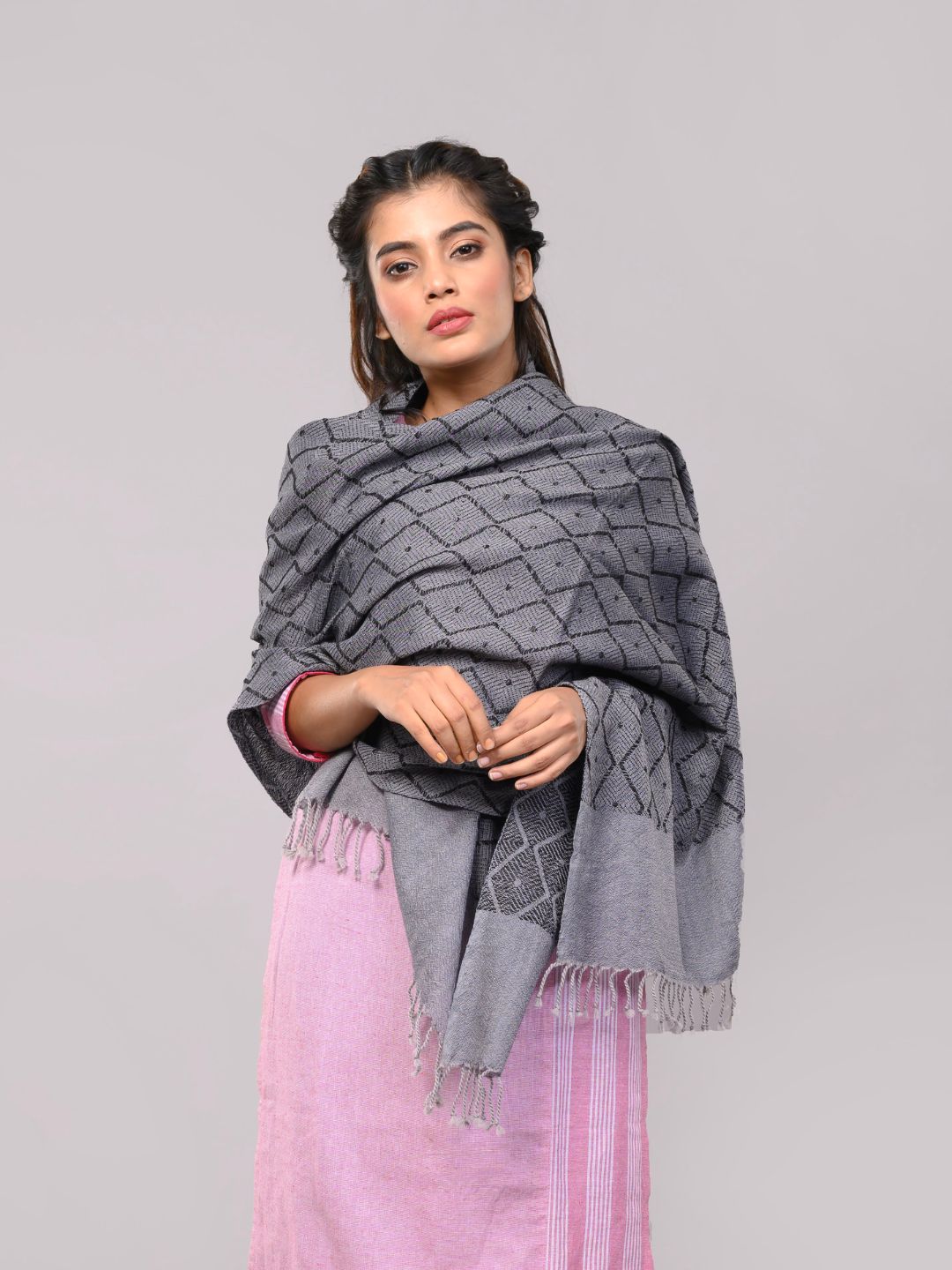 Handloom Jacquard Merino Wool Stole