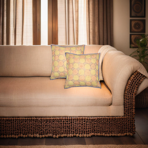 Cream Rust Kantha  Silk Reversible Cushion Cover - Pack of 1