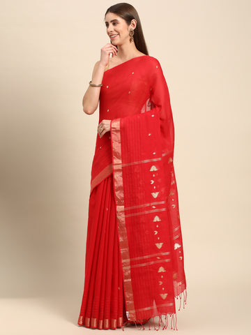 Handloom Zari buti  Jamdani Cotton Saree with blouse piece