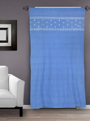 Indigo Blue Jamdani Cotton Curtain- Single Panel