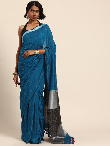 Handloom Sequins Cotton Handloom Saree