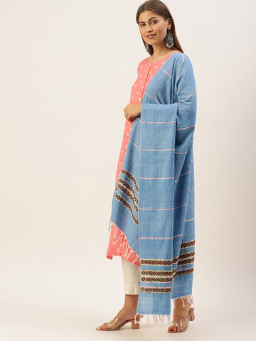 Blue Khesh Kantha Cotton dupatta