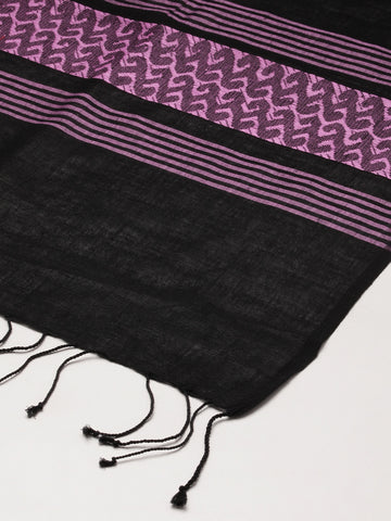Black Mauve Handloom Cotton Stole