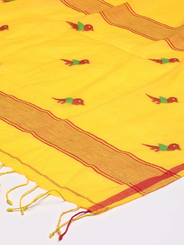 Yellow Jamdani Mul Cotton Dupatta