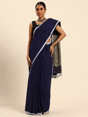 ArtEastri Handloom Blue Ghicha Pallu Kantha Stitch Saree with Blouse piece