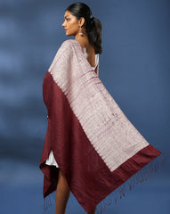 ArtEastri Maroon Hand Woven Pure Silk Shibori Stole