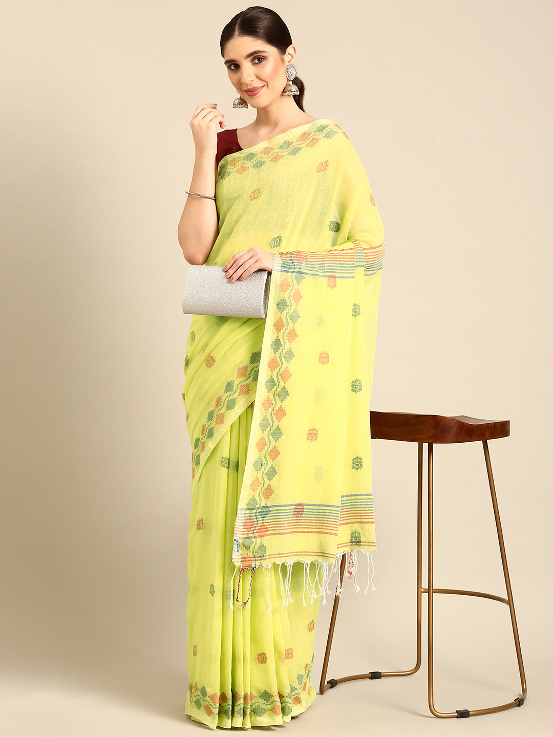 Handloom Jamdani Cotton Saree with Blouse piece