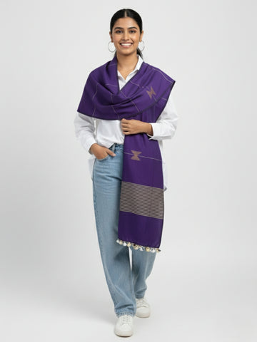 Navy handloom Cotton Jamdani Stole