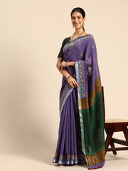 ArtEastri Handloom Violet Kantha Cotton Saree