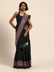 ArtEastri Black ArtSilk Kantha Saree with Blouse piece