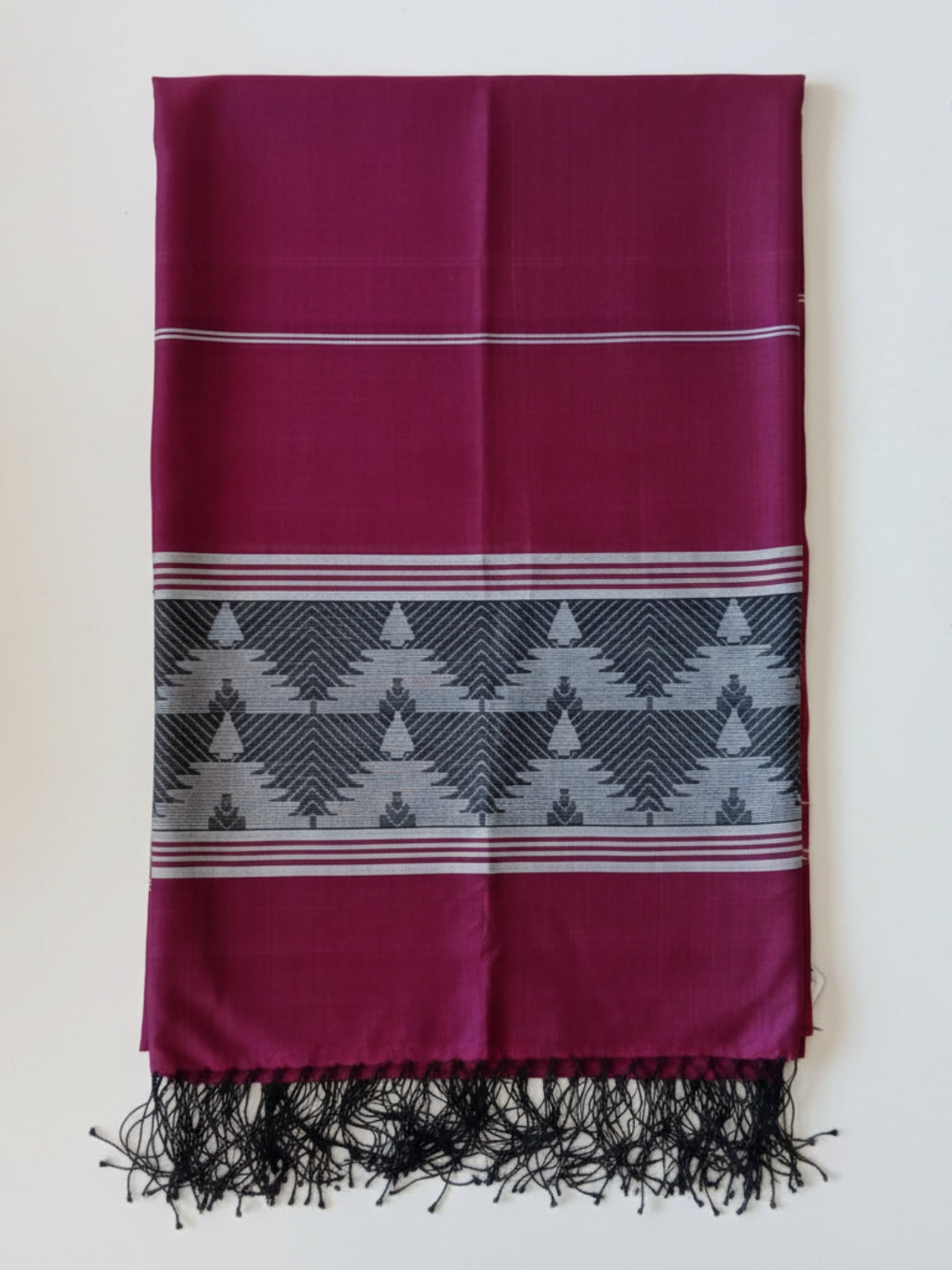 Handloom Mulberry Wine  Blended Silk Dupatta