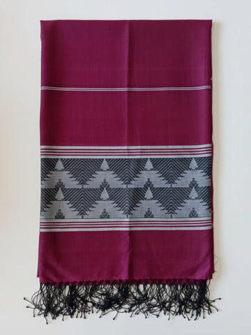 Handloom Mulberry Wine  Blended Silk Dupatta