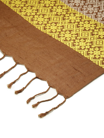 Brown Yellow Cotton Eri Silk  Stole