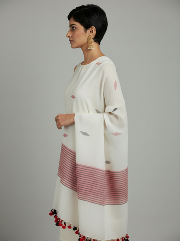 Cream Multi Buti Jamdani Cotton Stole