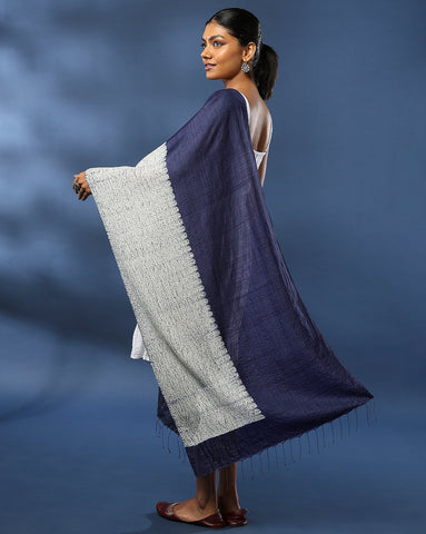 ArtEastri Indigo Hand Woven Pure Silk Shibori Stole
