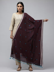 Chocolate Blue Jamdani Cotton Buti Dupatta