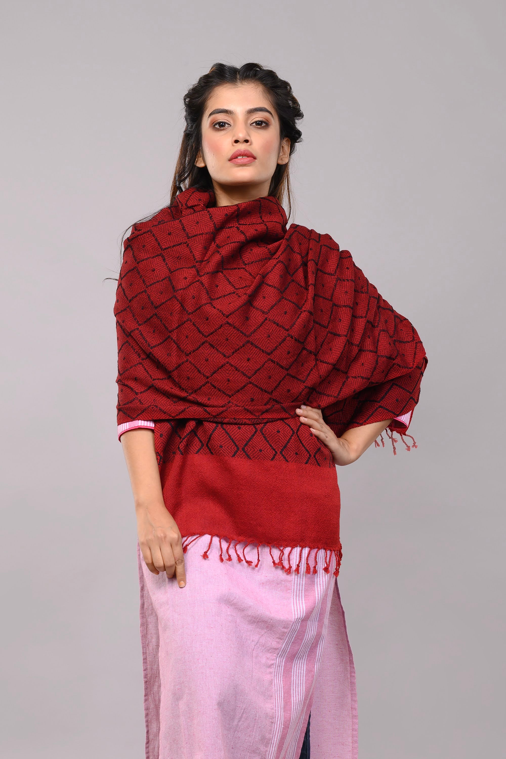 Handloom Jacquard Merino Wool Stole