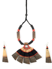 Handmade Black Red Bamboo Tribal Jewellery Set