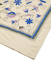 Blue Mauve Floral Kantha Silk Stole for women