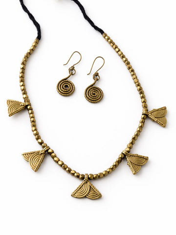 Handmade Dokra Fan Design Jewellery Set