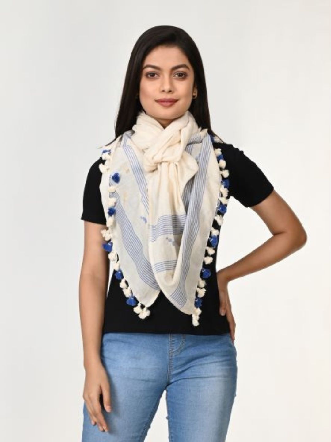 Handloom Jamdani Cotton Stole