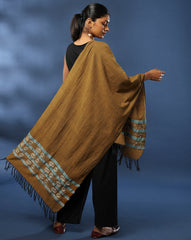 ArtEastri Brown Hand woven Khesh Kantha Cotton Stole