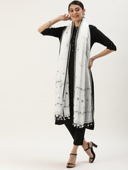 Handwoven Jamdani Mul Cotton Dupatta with tassels