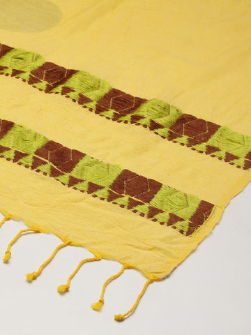 Yellow Brown  Cotton Eri Silk Stole