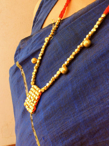 Red Beaded Tribal Pendant Set Jewellery