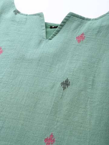Green Cotton Handloom Dress