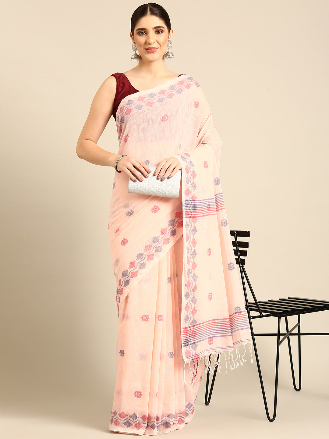 Handloom Jamdani Cotton Saree with Blouse piece