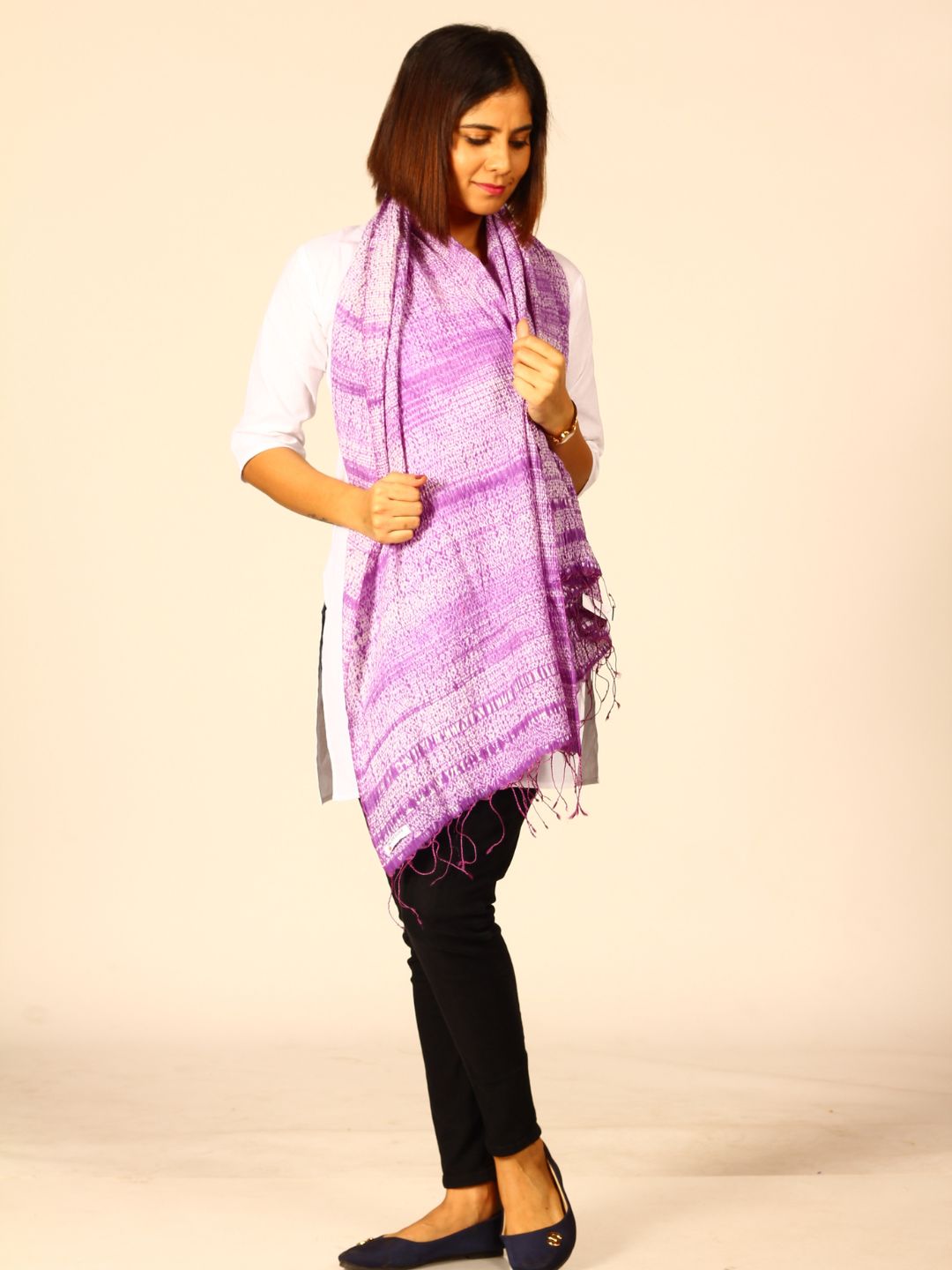 Handloom Loom Shibori  Silk Cotton Stole